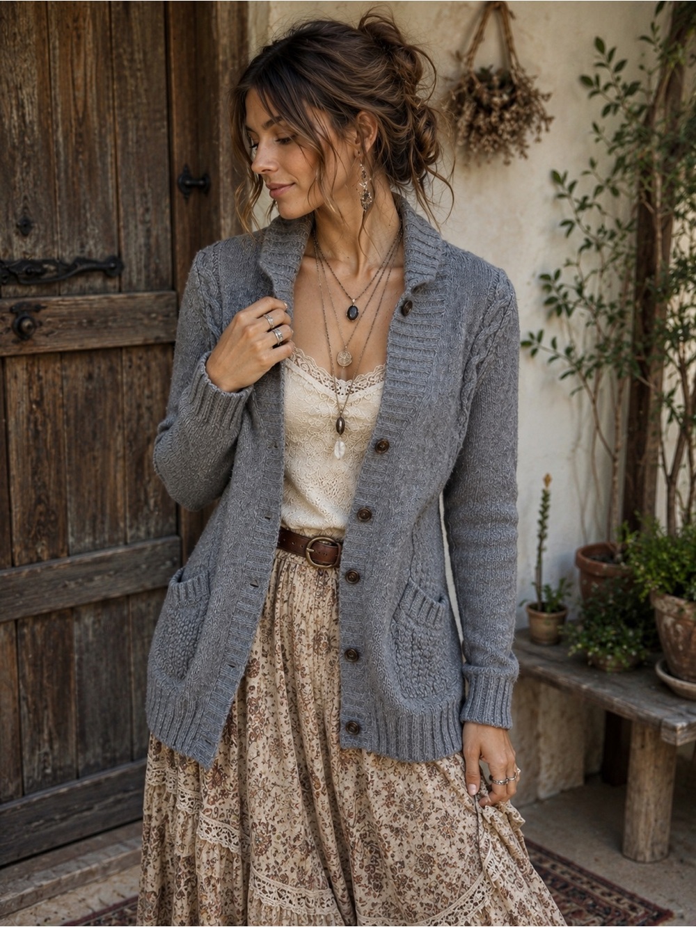 TOAD&Co. Targhee Cardigan 100% Lambswool Women’s Medium Gray Cable Knit Sweater
